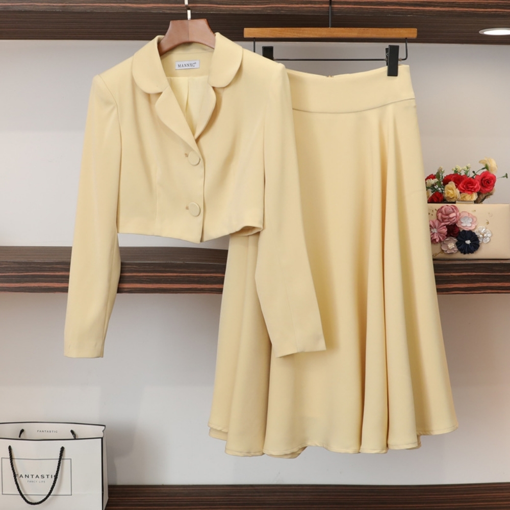 💛Chanel style Yellow Blazer Jacket And Straight Skirt Set💛